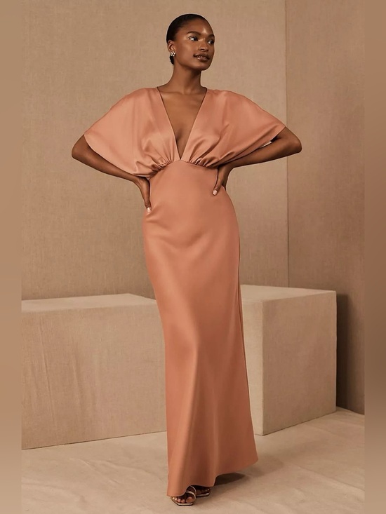 Anthropologie Dresses & Skirts - Anthropologie BHLDN Leila Satin Charmeuse Maxi Dress Size 2 In Dusty Rose